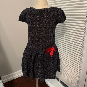 WonderKids | Short Sleeved Black and Metallic Thread Sweater Dress | 5T